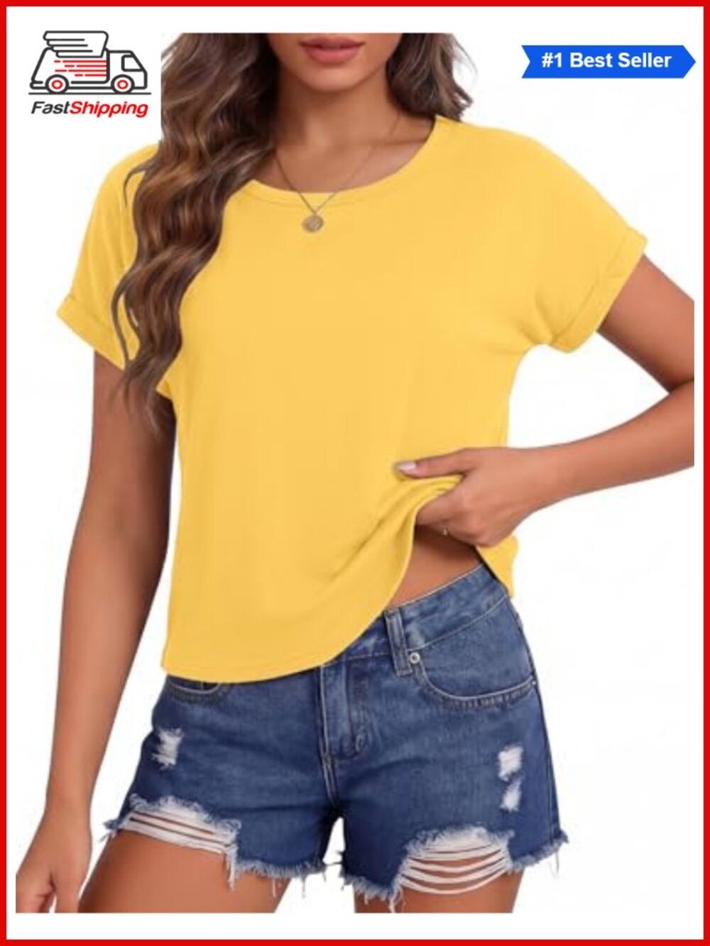 ✨ Totatuit Women Short Sleeve Crewneck Boxy Crop Tee Summer T-Shirt
